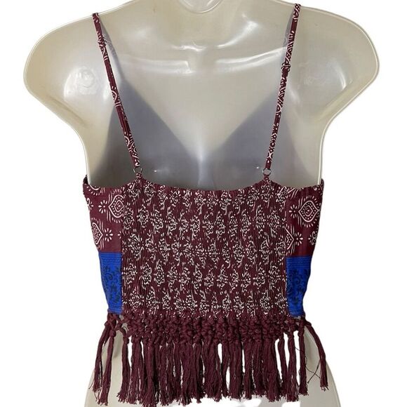 Free People One Women's Multicolor Fringe Bustier Tank Top Size S Boho Festival - Picture 2 of 4